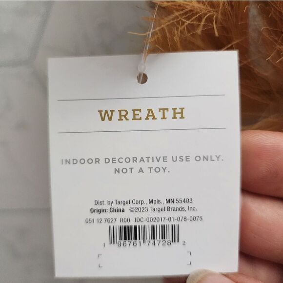 Nwt 18" Pampas Grass Artificial Wreath Brown. Fall, Thanksgiving, Halloween - Picture 5 of 5